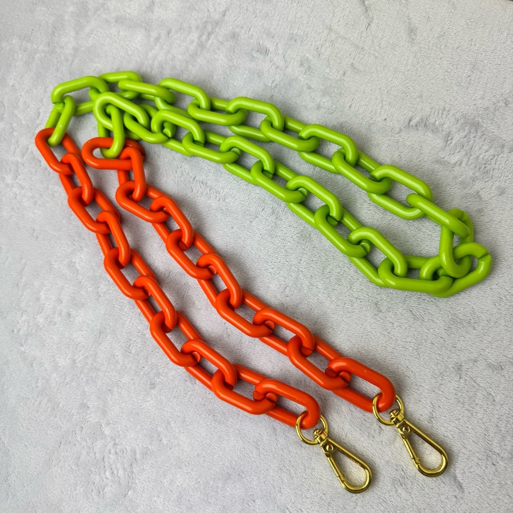 Acrylic Link Bright Orange and Green Crossbody Bag Strap